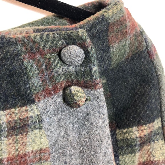 Plaid Patch Wool blend Mini Skirt - Picture 2 of 5